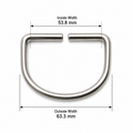 Quick-attach scuba D-ring dimensions 63.3 mm wide with 53.8 mm internal opening