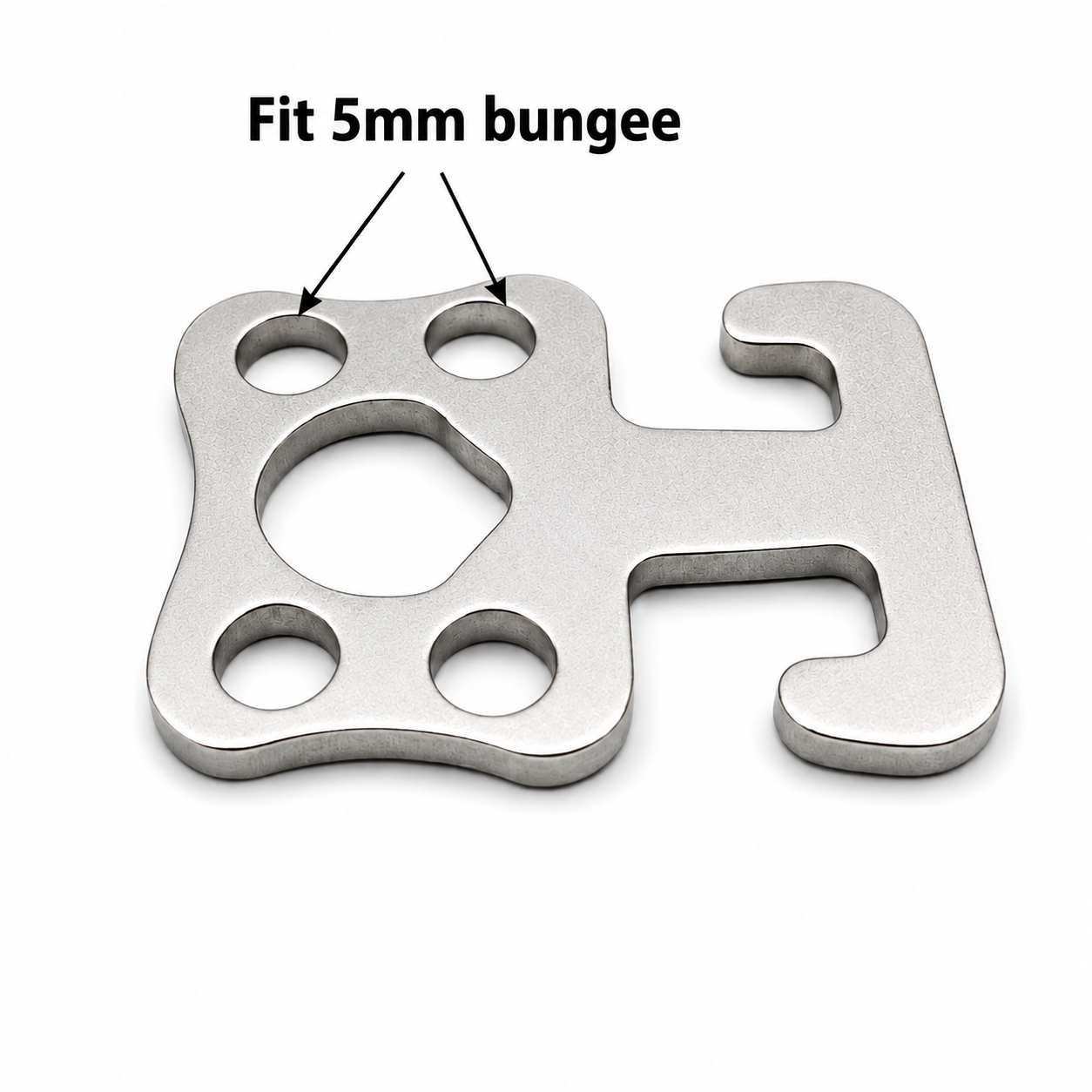 Stainless steel sidemount diving plate hook with four holes for 5mm bungee