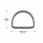 Stainless steel 2 inch scuba diving D-ring standard 55mm height