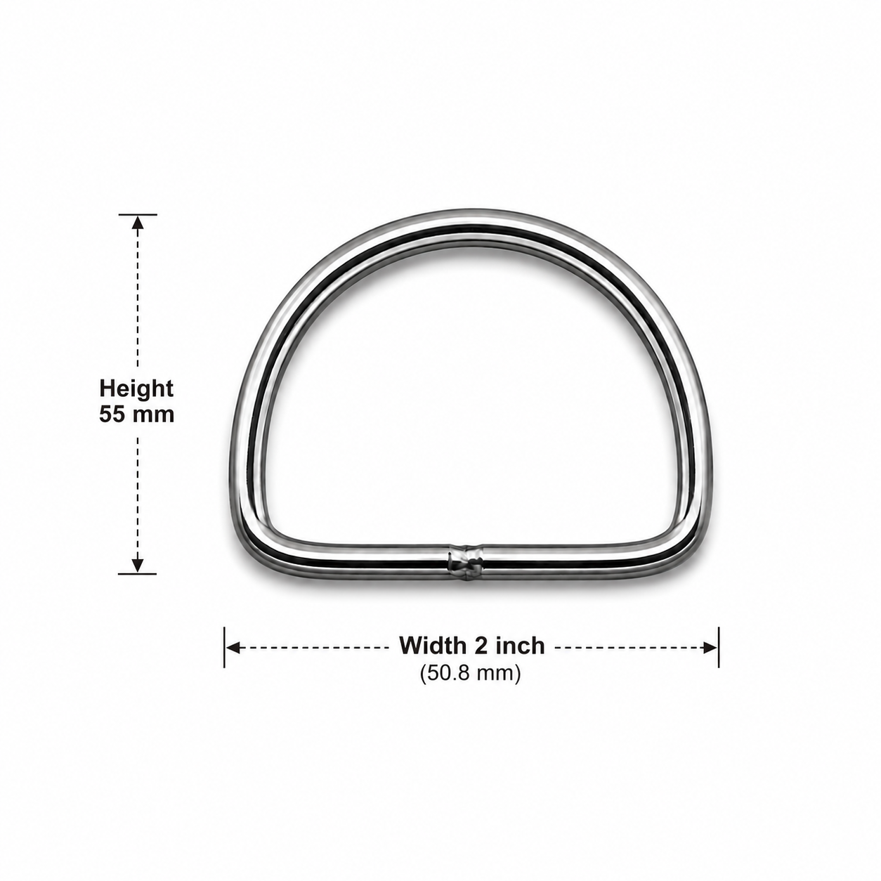 Stainless steel 2 inch scuba diving D-ring standard 55mm height
