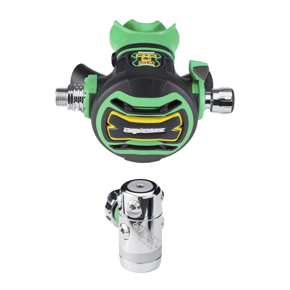 Apeks XTX50 Nitrox RG115112 DIN regulator set with DST first stage and green XTX50 second stage