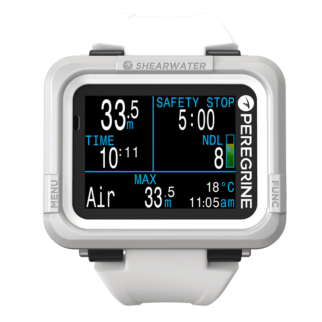 Shearwater Peregrine dive computer front view in  dary grey colour – Simple Dive Melbourne