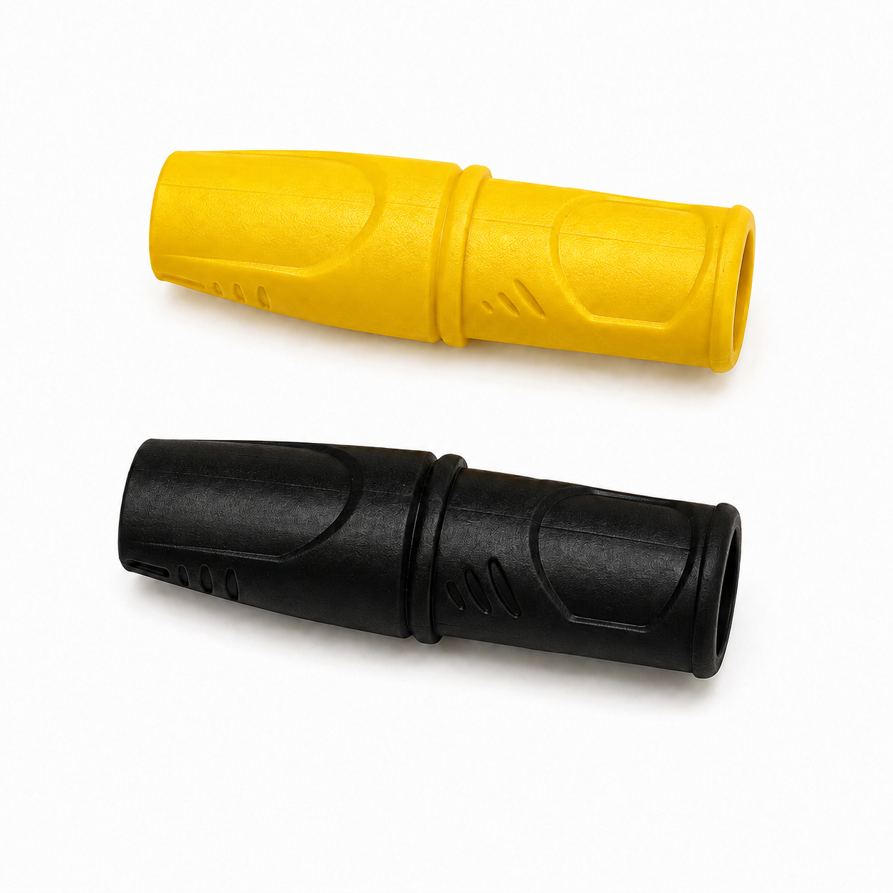 Black and yellow scuba regulator hose protectors