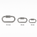 Stainless steel scuba quick links in 32mm, 35mm and 51.4mm sizes