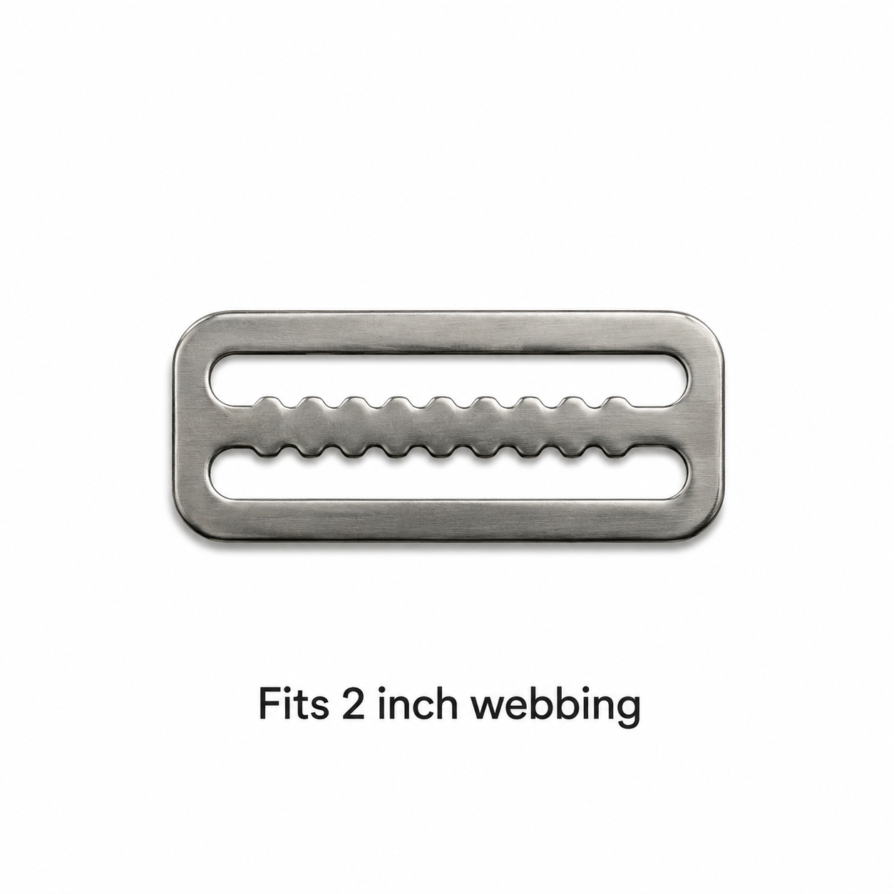 Toothed scuba belt slide for 2-inch harness webbing